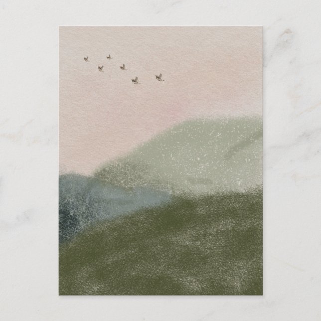 Postale Carte Deuil Deuil Perte Oiseaux Volants Dans Les M (Devant)