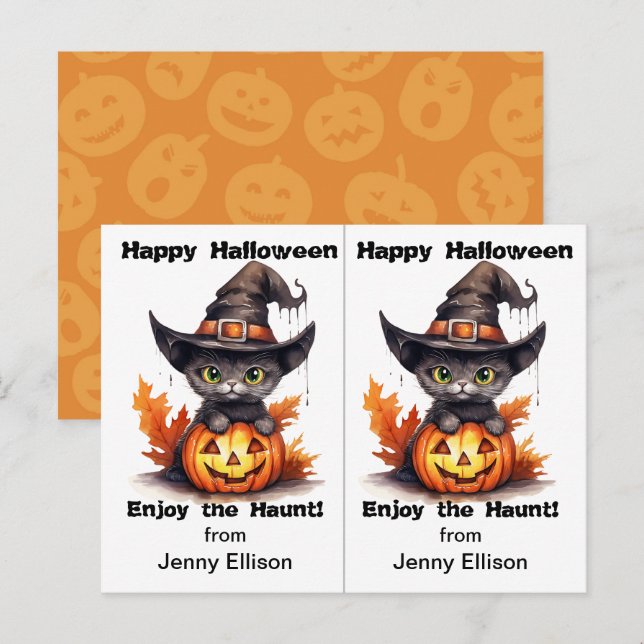 Postale Carte d'Halloween de la fête Casquette de la sorci (Devant / Derrière)