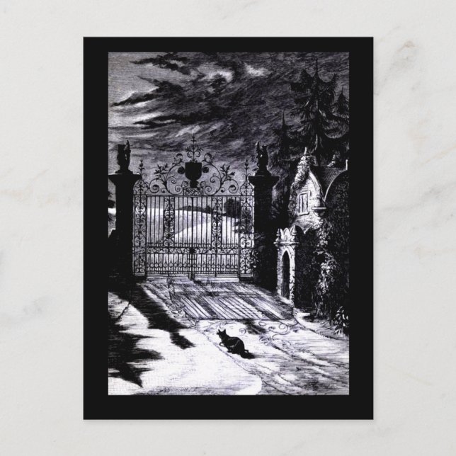 Postale Carte d'Halloween de la scène de cimetière éffraya (Devant)