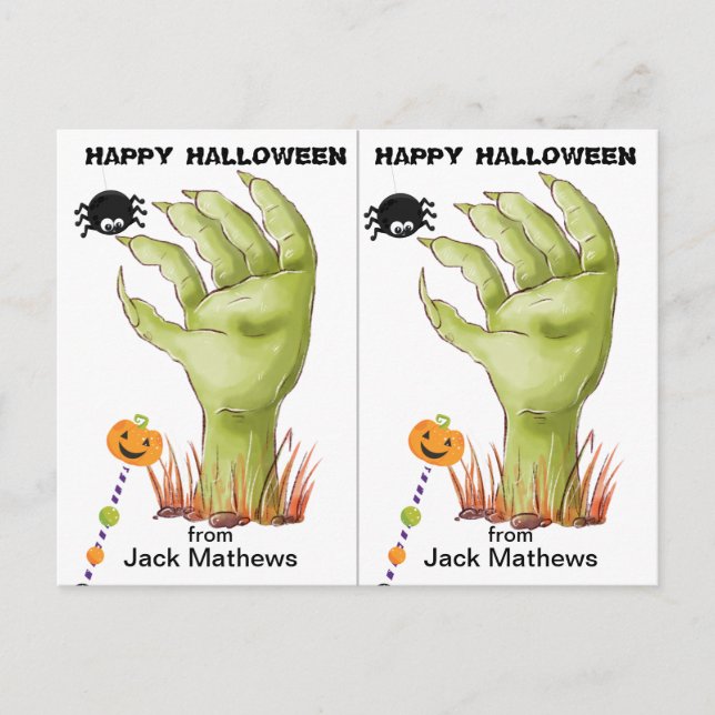 Postale Carte d'Halloween éffrayante Zombie à l'école de l (Devant)