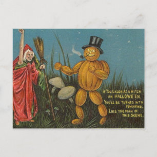 Postale Carte d'Halloween Vintage Citrouille KRW