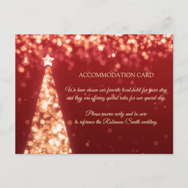 Postale Carte d'hébergement Mariage Gold & Red Chiristmas (Devant)