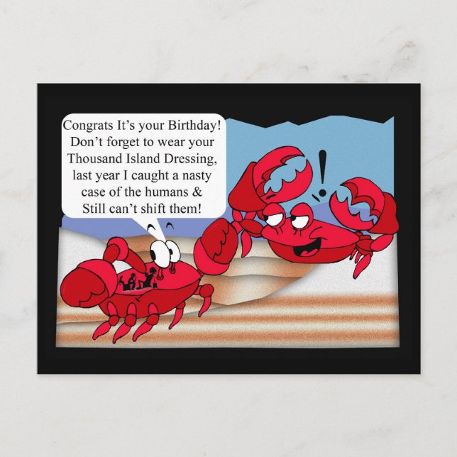 Postale Carte d'Humour d'anniversaire avec deux crabes (Devant)