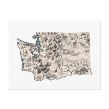 Carte d'image Vintage de Washington Antique State