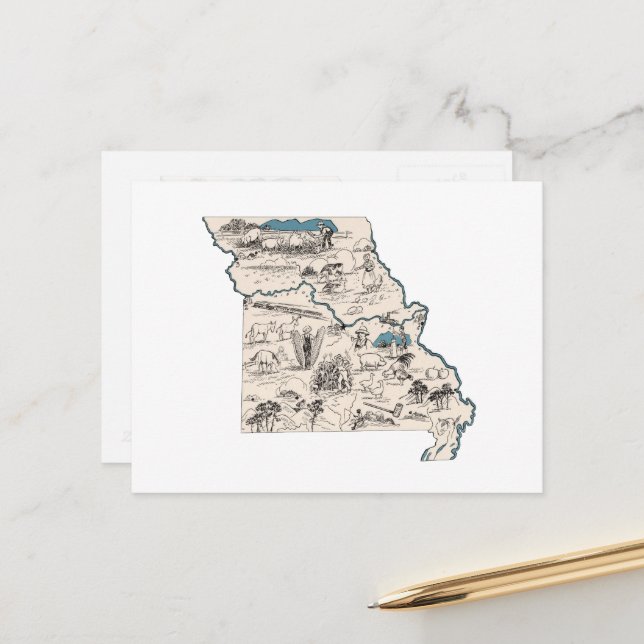 Postale Carte d'image Vintage Missouri Antique State Chart (Devant/Arrière en situation)