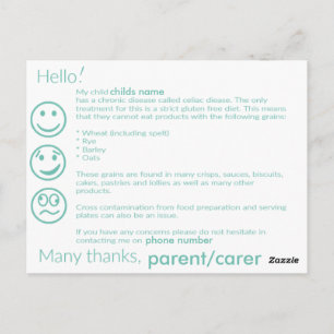 Postale Carte d'information Celiac