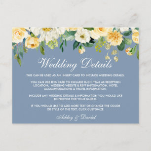 Postale Carte d'insertion de mariage en bleu poussiéreux e