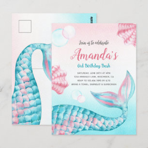 Postale Carte d'invitation d'anniversaire Budget Sirène aq