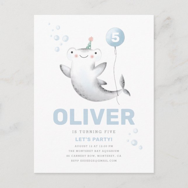 Postale Carte d'invitation d'anniversaire enfant Baby Shar (Devant)