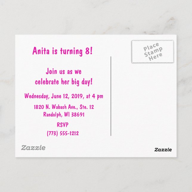 Postale Carte d'invitation d'anniversaire #Proud2BNaturalM (Dos)