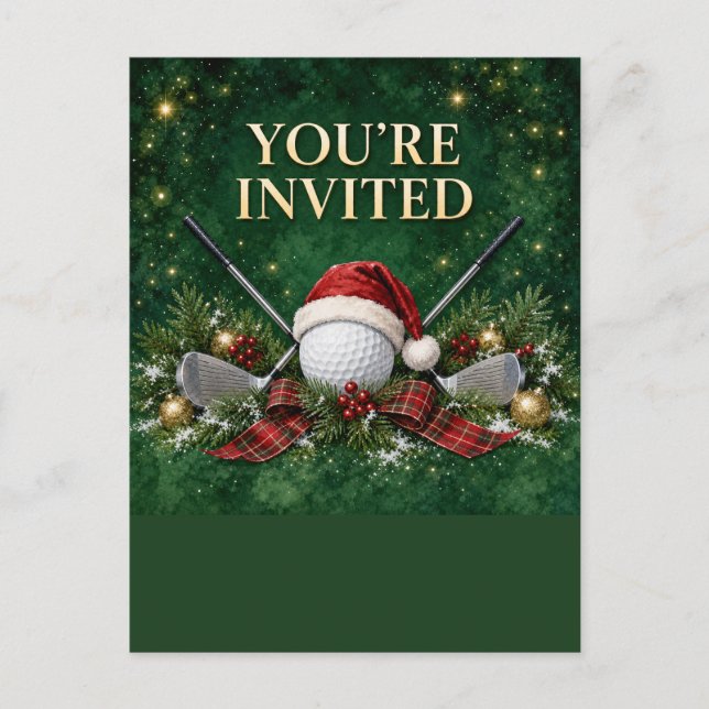 Postale Carte d'invitation de Noël de golf  (Devant)