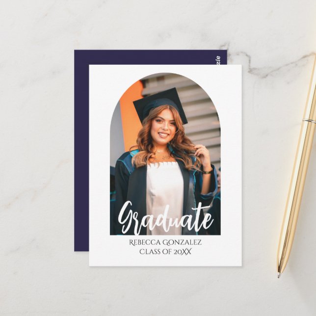 Postale Carte d'invitation de remise de diplômes idyllique (Devant/Arrière en situation)