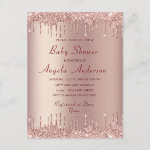 Postale Carte d'invitation du Rose Gold Baby shower QR Cod
