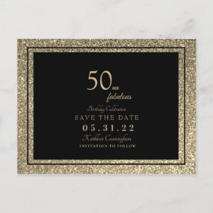 Postale Carte d'invitation Glam 50 & Fabulous avec paillet