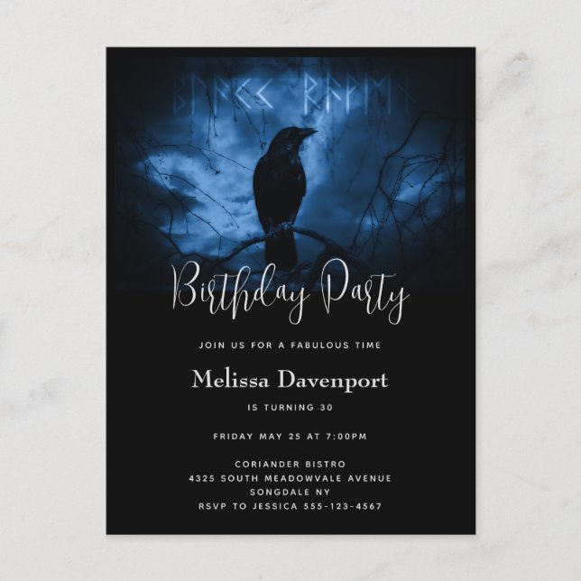 Postale Carte d'invitation goth pour anniversaire avec cor (Devant)