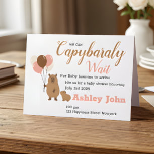 Postale Carte d'invitation pour Baby Shower Capybara   hon