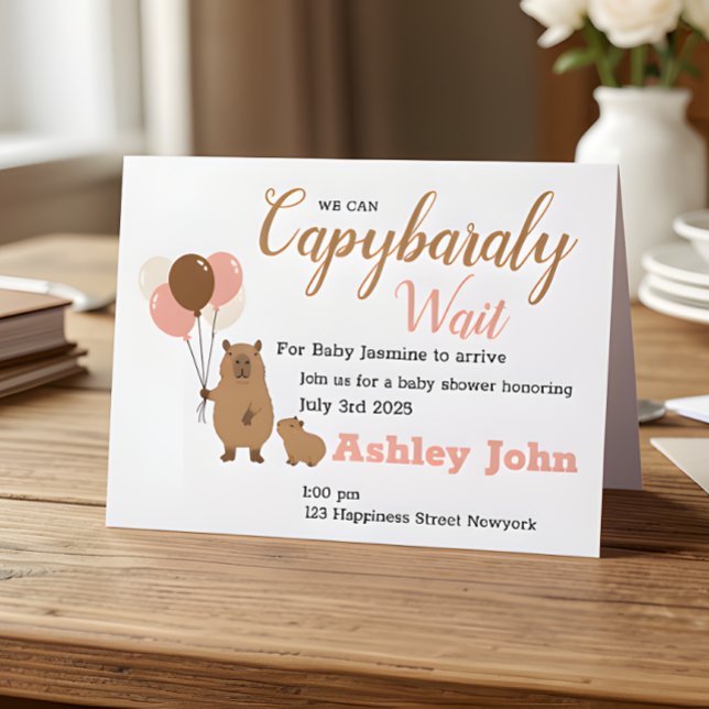 Postale Carte d'invitation pour Baby Shower Capybara | hon (Créateur téléchargé)