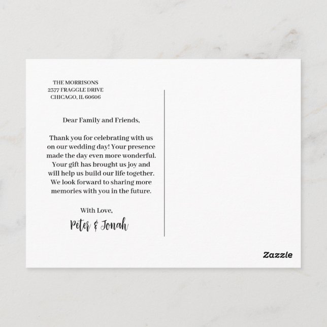 Postale carte d'invitation pour la famille et les amis (Dos)