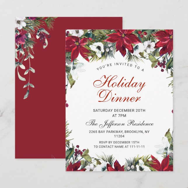 Postale Carte d'invitation pour le dîner de Noël (Devant / Derrière)