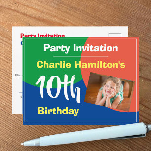 Postale Carte d'invitation pour les 10 ans avec photo