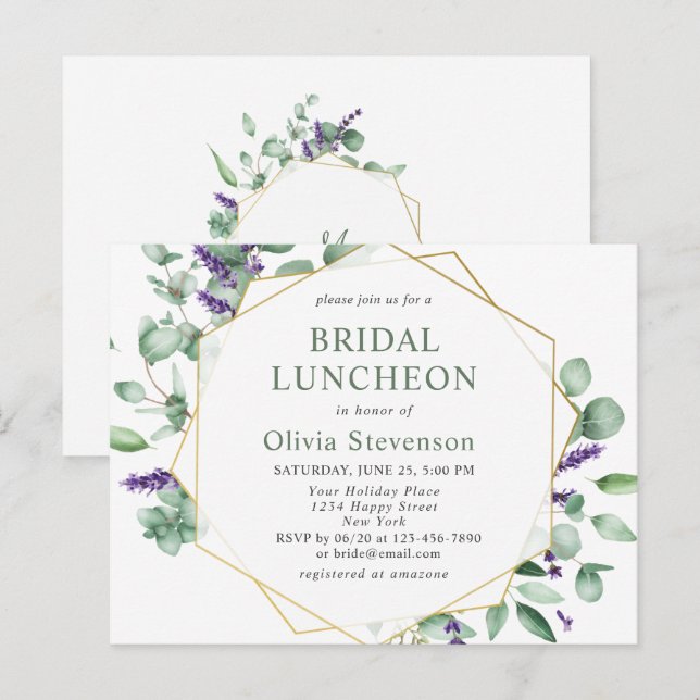 Postale Carte d'invitation pour un déjeuner nuptial modern (Devant / Derrière)