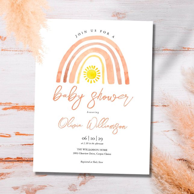 Postale Carte d'invitation pour une baby shower Boho Rainb (Créateur téléchargé)