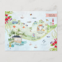 Carte d'itinéraire de mariage de destination | Île