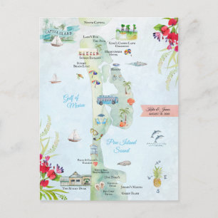 Postale Carte d'itinéraire de mariage de destination pour 