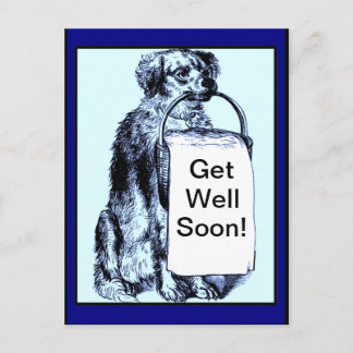 Postale Carte Dog Get Well Card