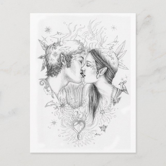 Postale Carte Douces retrouvailles (Devant)