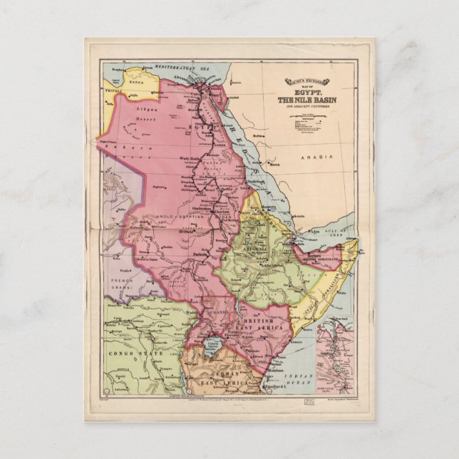 Postale Carte du bassin du Nil, Égypte (1916) (Devant)