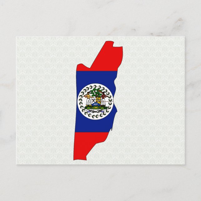 Postale Carte du Belize avec drapeau grandeur réelle (Devant)