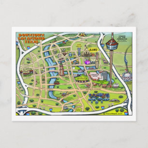 Postale Carte du centre-ville de San Antonio