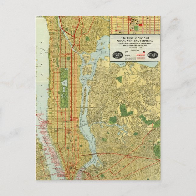 Postale Carte du chemin de fer central de New York 1918 (Devant)