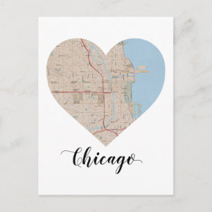 Postale Carte du coeur de Chicago