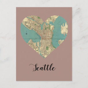 Postale Carte du coeur de Seattle