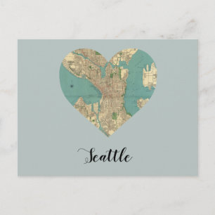 Postale Carte du coeur de Seattle