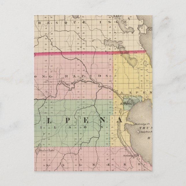 Postale Carte du comté d'Alpena, Michigan (Devant)