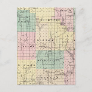 Postale Carte du comté de Barron, État du Wisconsin