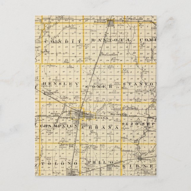 Postale Carte du comté de Champaign (Devant)