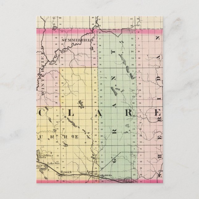 Postale Carte du comté de Clare, Michigan (Devant)