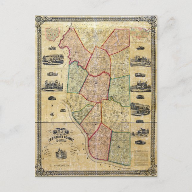 Postale Carte du comté de Clermont Ohio (1857) (Devant)