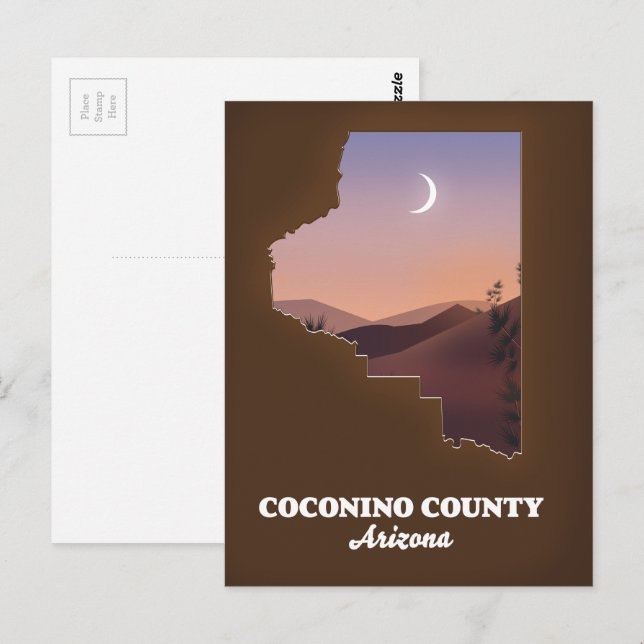 Postale Carte du comté de Coconino Arizona. (Devant / Derrière)