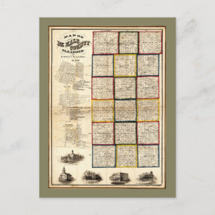 Postale Carte du comté de De Kalb, Illinois (1860)