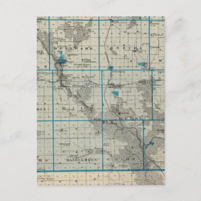Postale Carte du comté de Delaware, État de l'Iowa (Devant)