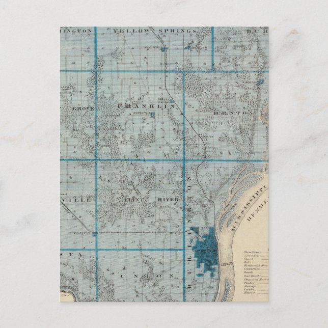 Postale Carte du comté de Des Moines, État de l'Iowa (Devant)