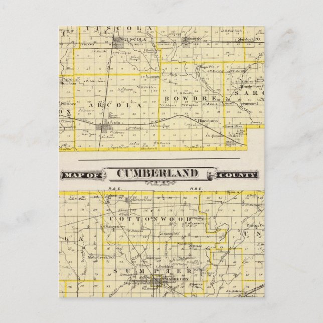 Postale Carte du comté de Douglas Carte du comté de Cumber (Devant)