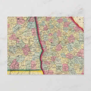Postale Carte du comté de Géorgie et de l'Alabama