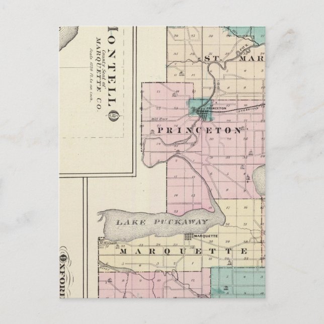 Postale Carte du comté de Green Lake, État du Wisconsin (Devant)