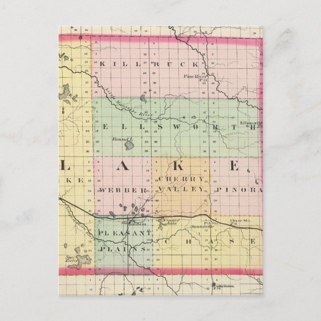 Postale Carte du comté de Lake, Michigan (Devant)